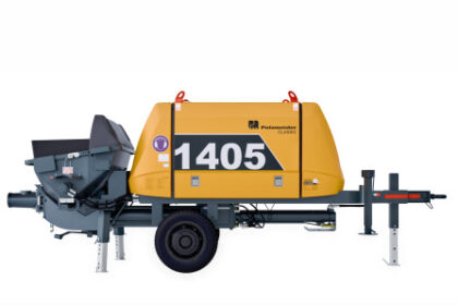 Putzmeister BSA 1405 D Classic stationary concrete pump on construction site, built for durability and high performance in Indian conditions