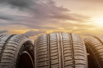 “A worker inspecting tires at an Indian manufacturing plant – 2024”