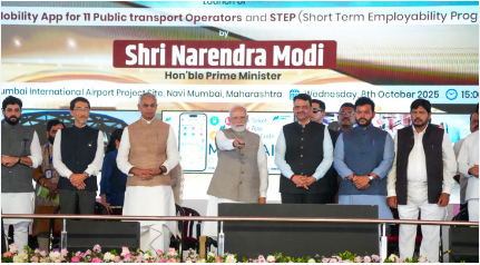Prime Minister Narendra Modi inaugurates Mumbai Metro Line 3 Colaba–Bandra–SEEPZ corridor, enhancing Mumbai’s urban transport connectivity