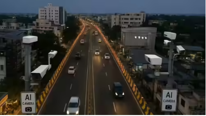 Coimbatore longest flyover fitted with AI powered surveillance cameras for smart city traffic monitoring using artificial intelligence and computer vision to enhance road safety and intelligent transport system in Tamil Nadu
