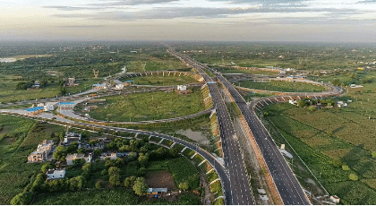 Gorakhpur–Panipat Expressway project connecting Uttar Pradesh and Haryana under Bharatmala Pariyojana scheme, enhancing regional trade and connectivity.