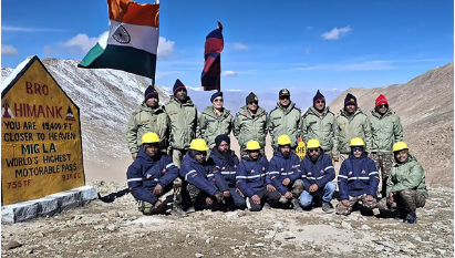 World’s highest motorable road built by BRO at 19,400 feet in Marsimik La, Ladakh connecting Pangong Lake and LAC under Project Himank