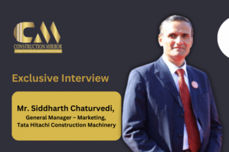 Mr. Siddharth Chaturvedi, General Manager – Marketing, Tata Hitachi Construction Machinery, sharing insights on digitalisation, sustainability, localisation and future-ready construction equipment at EXCON 2025.