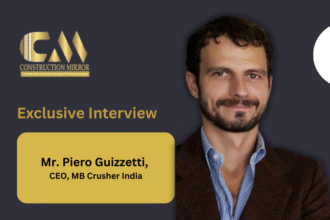 Mr. Piero Guizzetti, CEO of MB Crusher India, speaking at EXCON 2025 about new MB-G350, MB-G450 and MB-G1000 sorting grapples for construction, demolition and recycling applications in India