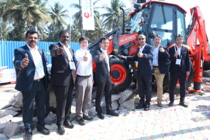 Escorts Kubota showcases next-generation BS-V compliant construction equipment including Kubota U22-6 Mini Excavator, Hydra 15 Mining, BLX75K Backhoe Loader, and Hydra 72 crane at Excon 2025.