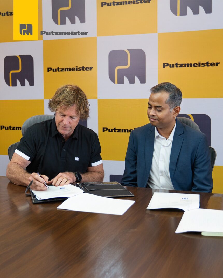 Jonty Rhodes at EXCON 2025, representing Putzmeister India and promoting concrete pumping and construction equipment