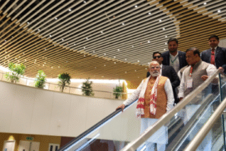 Prime Minister Narendra Modi inaugurating the new integrated terminal at Guwahati Lokpriya Gopinath Bardoloi International Airport in Assam