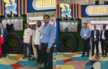 Rubber King Tyres showcases Emperador pneumatic tyre and Mighty Midas solid tyre at EXCON 2025 construction equipment exhibition