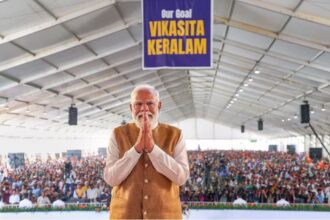 Prime Minister Narendra Modi inaugurating infrastructure projects in Thiruvananthapuram