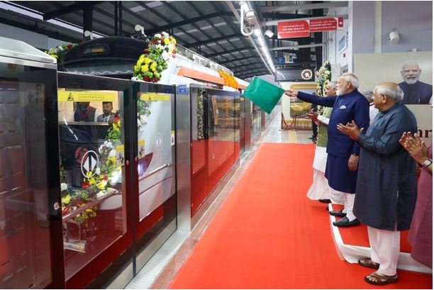 Prime Minister Narendra Modi inaugurates final stretch of Ahmedabad Metro Phase II connecting Ahmedabad and Gandhinagar