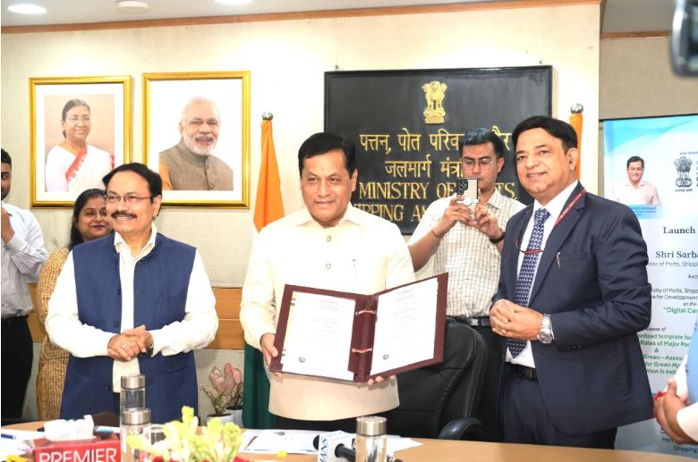 Union Minister Sarbananda Sonowal inaugurating port infrastructure and digital initiatives worth ₹235 crore at Chennai Port Authority and Kamarajar Port Limited