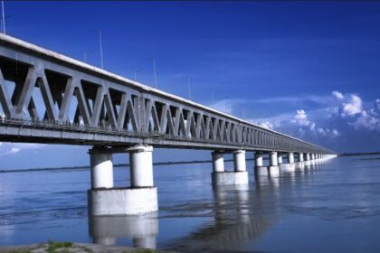 Bogibeel Bridge and Bhupen Hazarika Setu over the Brahmaputra River improving connectivity in Assam.