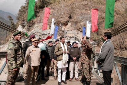 Mountain road and Bailey suspension bridge in North Sikkim restored by BRO, inaugurated by Raksha Rajya Mantri Sanjay Seth.