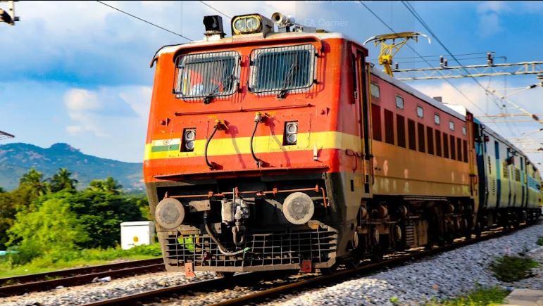 On-board railway signalling and KAVACH safety equipment installed in an Indian Railways locomotive.