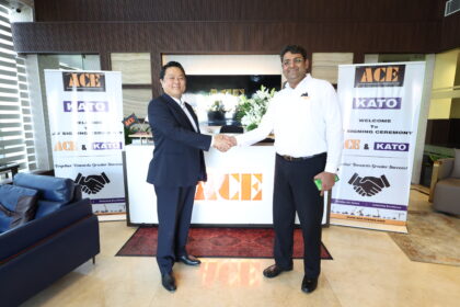 ACE and Kato Works partnership announcement for manufacturing high-capacity cranes in India under ACE KATO joint venture