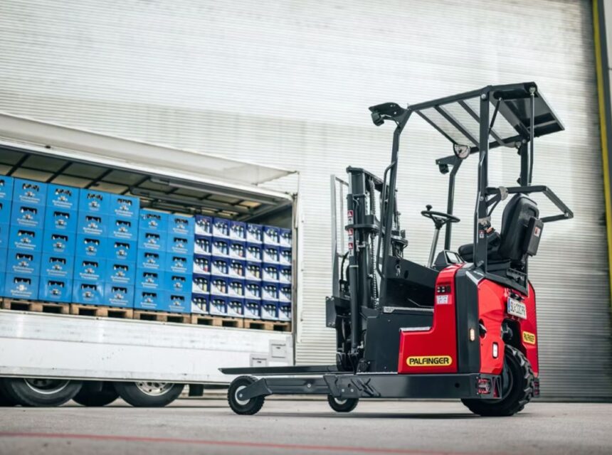 Palfinger FLM 15 electric truck mounted forklift compact design for urban logistics and material handling
