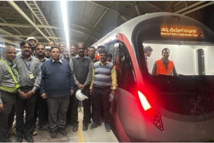 Bengaluru Namma Metro Pink Line elevated stretch under construction, safety trials underway, preparing for May 2026 opening