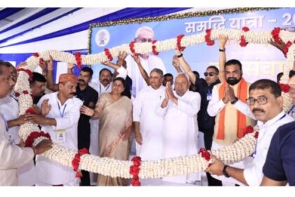 Bihar Chief Minister Nitish Kumar launching development projects during Samriddhi Yatra in Purnia and Katihar to boost infrastructure and connectivity in the Seemanchal region.