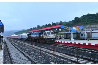 Mizoram railway expansion to Sairang with train services reporting over 150 percent occupancy after completion of the Bairabi–Sairang rail line connecting the state to the national railway network.