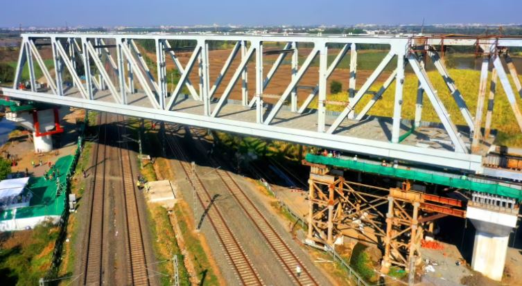 Mumbai Ahmedabad bullet train project girder launch Gujarat high speed rail construction India