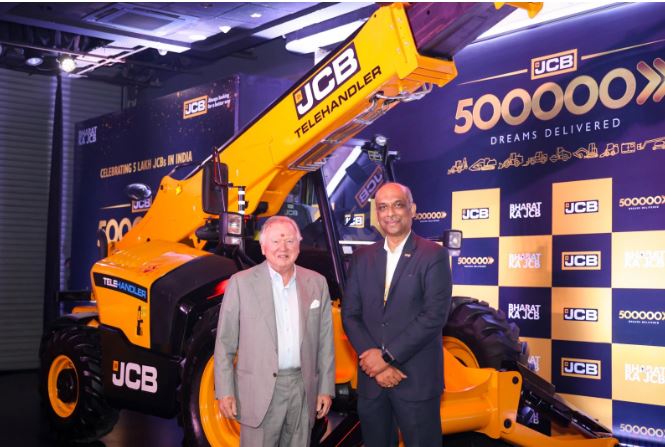 JCB construction equipment dealership with machines and service facility in Karnataka