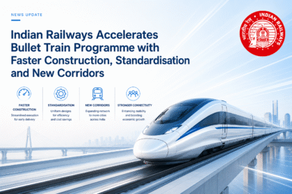 High-speed rail bullet train construction work in India with viaduct and elevated track development for Mumbai Ahmedabad corridor
