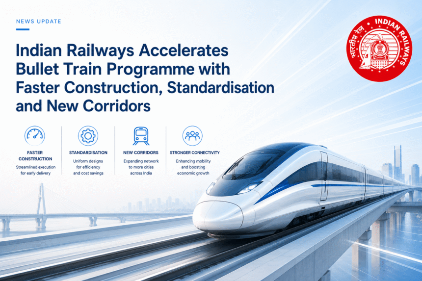 High-speed rail bullet train construction work in India with viaduct and elevated track development for Mumbai Ahmedabad corridor