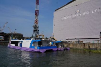 Harbour tug vessel under construction at Cochin Shipyard facility in India