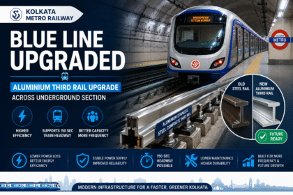 Kolkata Metro Completes Aluminium Third Rail Upgrade Across Blue Line Underground Section to Support 150-Second Train Headway