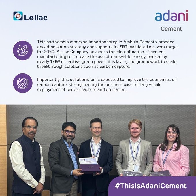 Ambuja Cements Partners with Leilac to Advance Low-Carbon Cement Production