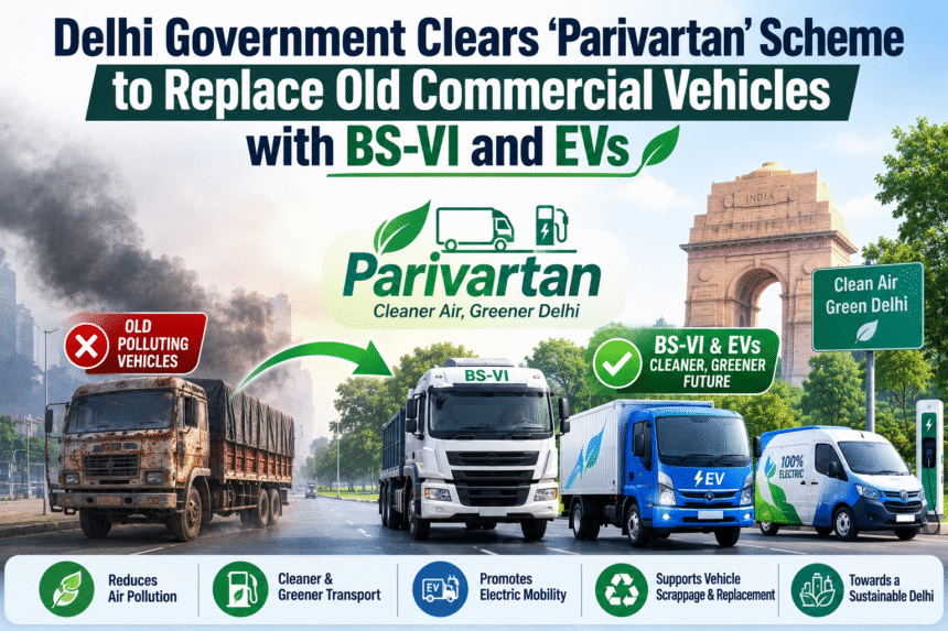 Delhi Government Approves ‘Parivartan’ Scheme to Replace Old Commercial Vehicles with BS-VI & EVs