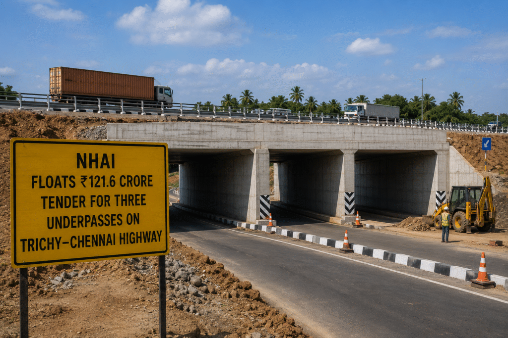 NHAI Floats ₹121.6 Crore Tender for Three Underpasses on Trichy–Chennai Highway