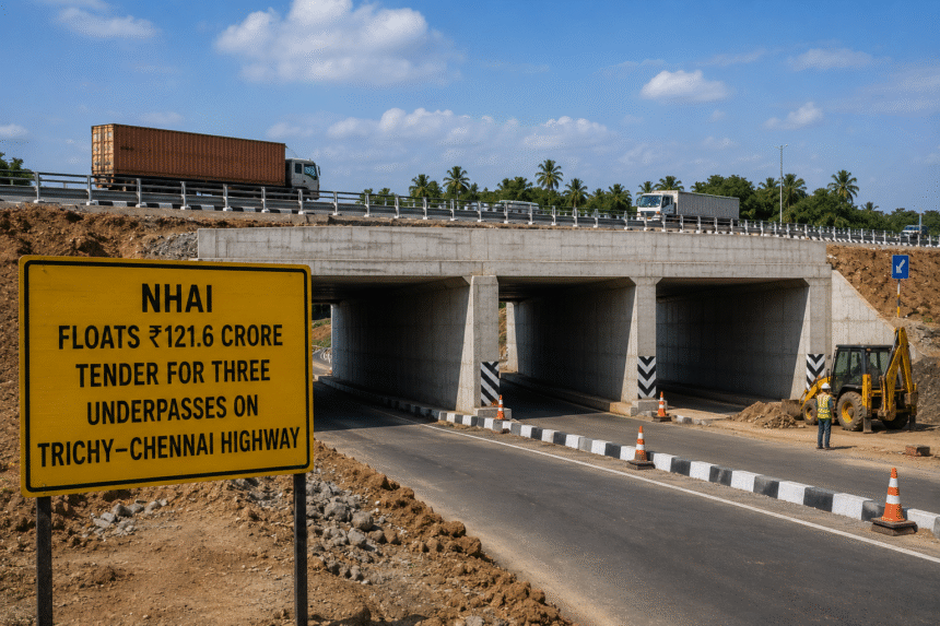 NHAI Floats ₹121.6 Crore Tender for Three Underpasses on Trichy–Chennai Highway