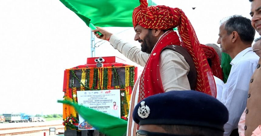 CM Saini Flags Off First Freight Train at Nangal Chaudhary IMLH