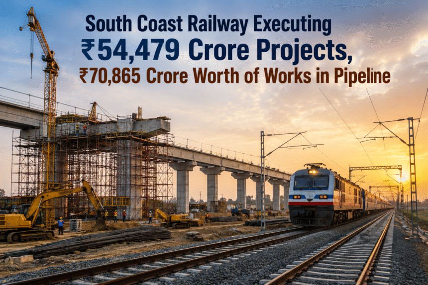 South Coast Railway Executing ₹54,479 Crore Projects, ₹70,865 Crore Works in Pipeline