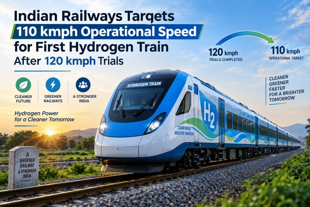 Indian Railways Targets 110 kmph Speed for First Hydrogen Train After 120 kmph Trials