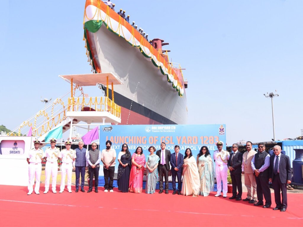 Goa Shipyard Launches Next-Generation Offshore Patrol Vessel INS Srishti